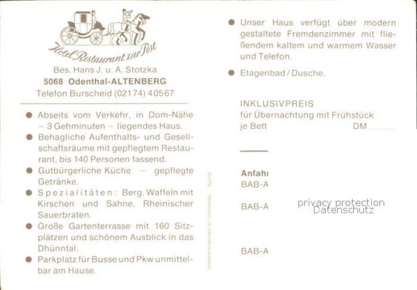 Altenberg Rheinland Hotel Restaurant zur Post Gasträume Pan – Bild 2