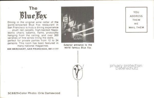 San Francisco California The Blue Fox Restaurant – Bild 2