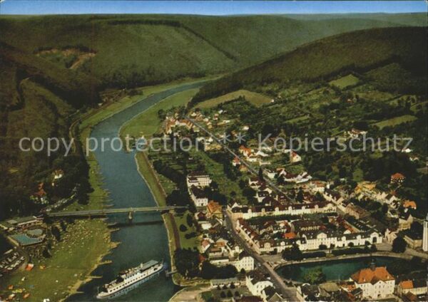 Karlshafen Bad Oberweser Fahrgastschiff Fliegeraufnahm
