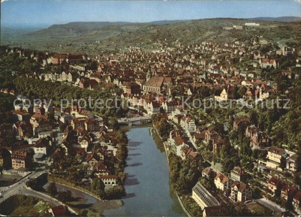 Tuebingen Blick auf Neckar und Schloss Fliegerauf