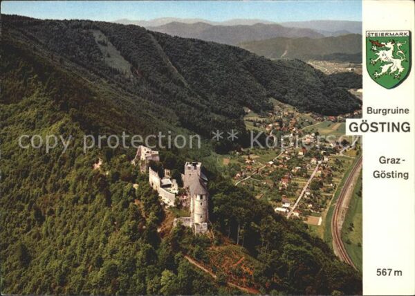 Goesting Burgruine Gösting Fliegeraufnahme