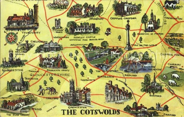 Cotswolds Übersichtskarte Sehenswürdigkeiten