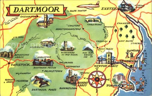 Dartmoor Übersichtskarte Sehenswürdigkeiten