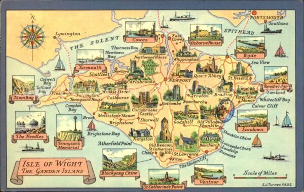 Isle of Wight UK Übersichtskarte Sehenswürdigkeiten