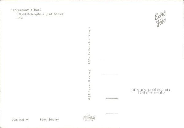 Fehrenbach Thueringer Wald FDGB Erholungsheim Fritz Sattler Cafe – Bild 2
