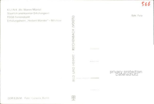 Klink Waren Erholungsheim Herbert Warnke Milchbar – Bild 2