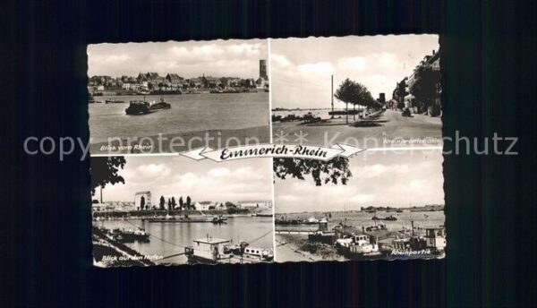 Emmerich Rhein Frachtkahn Rheinpromenade Hafen