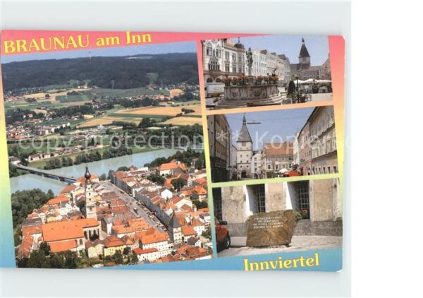 Braunau Inn Oberoesterreich Fliegeraufnahme Pfarrkirche Brunnen Tei