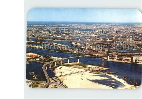 Hamburg Blick über Köhlbrandbrücke und Hafen au