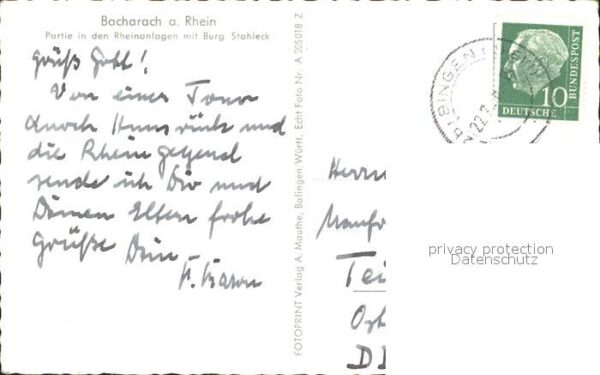 Bacharach Rhein Rheinanlagen Burg Stahleck – Bild 2