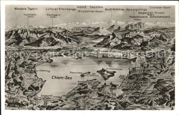 Chiemsee Panoramakarte Hohe Tauern Prien Niedere
