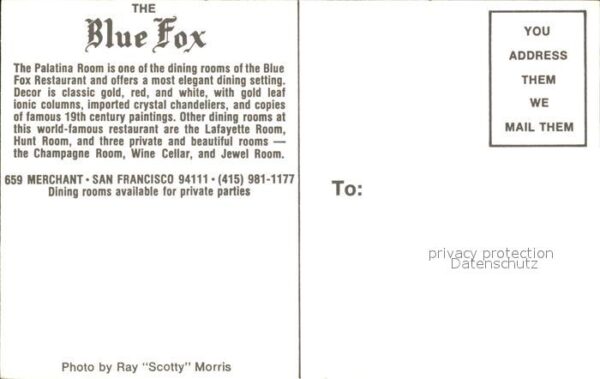 San Francisco California Blue Fox Palatina Room – Bild 2