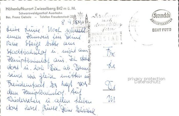 Zwieselberg Freudenstadt Schwarzwaldgasthof Auerhahn St Josefs K – Bild 2