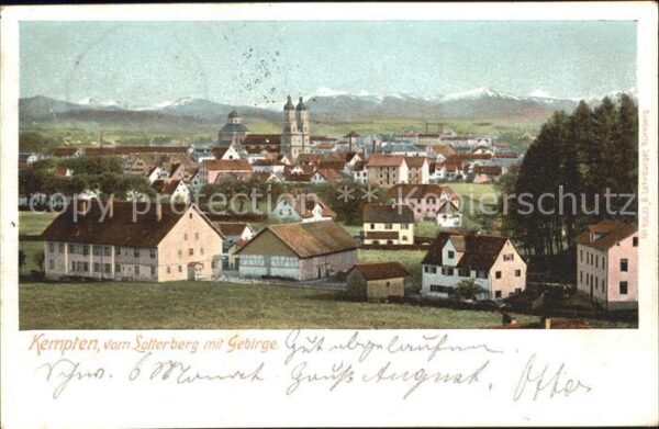 Kempten Allgaeu Blick vom Lotterberg mit Gebirge