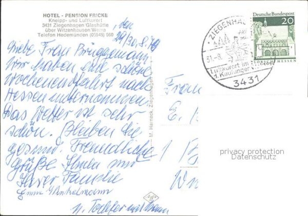 Glashuette Ziegenhagen Hotel Fricke Wassertretstelle Nympfente – Bild 2