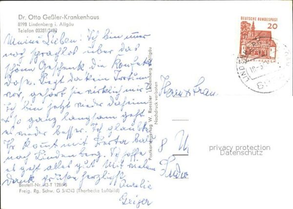 Lindenberg Allgaeu Fliegeraufnahme Dr. Otto Geßler Kranken – Bild 2