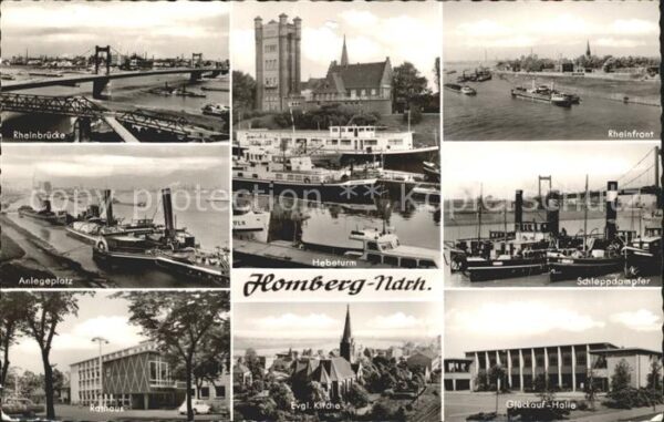 Homberg Duisburg Rheinbrücke Hebelturm Schleppdampfer Gl