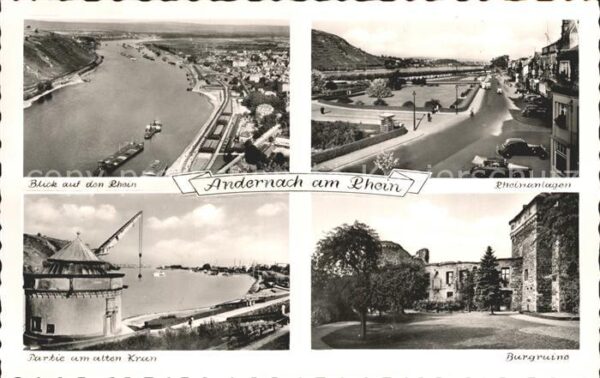 Andernach Panorama Rhein Burgruine Partie am alte