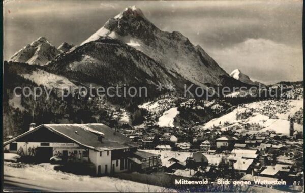 Mittenwald Bayern Blick gegen Wetterstein Winterpanorama