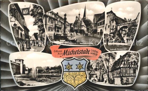 Michelstadt Rathaus Marktbrunnen Schloss Fürstenau
