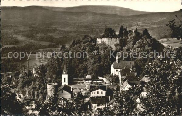 Lindenfels Odenwald Teilansicht mit Burgruine Turm Kirche H