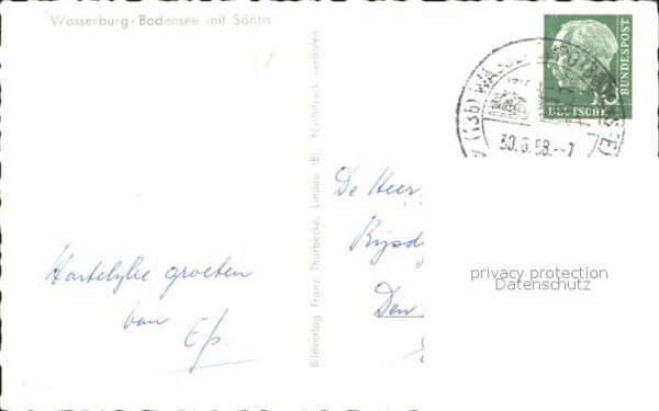 Wasserburg Bodensee Ortsansicht mit Kirche Säntis Appenzell – Bild 2