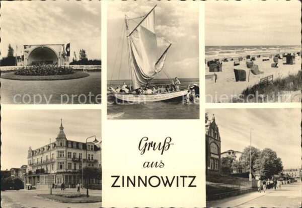 Zinnowitz Ostseebad Usedom Konzertpavillon Segelboot Strand Promen