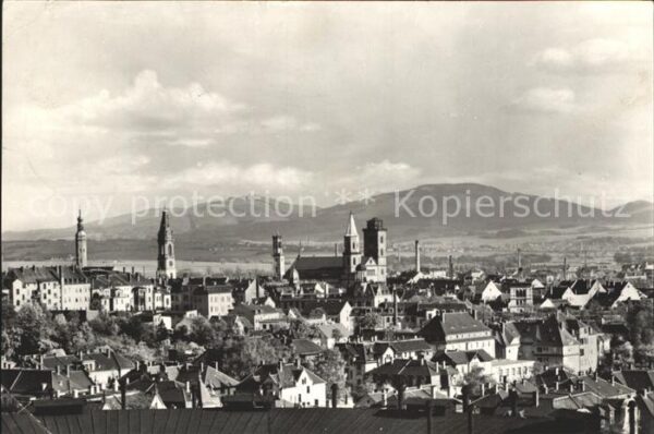 Zittau Stadtbild mit Kirchen Zittauer Gebirge