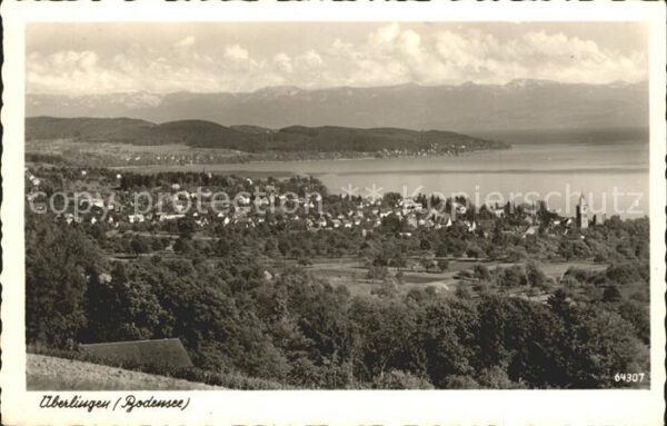 Ueberlingen Bodensee Panorama mit Alpenkette