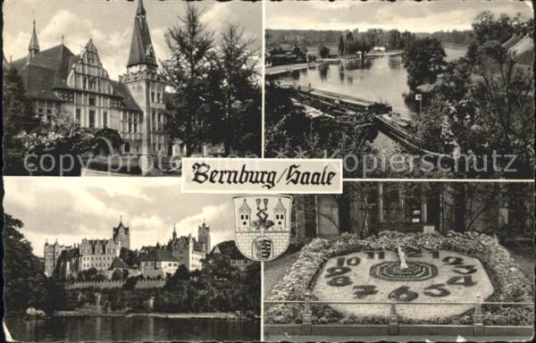 Bernburg Saale Kirche Saale Schloss Blumenuhr Wappen