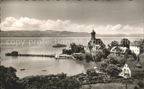 Wasserburg Bodensee Hafen Kirche Fähre Alpenpanorama