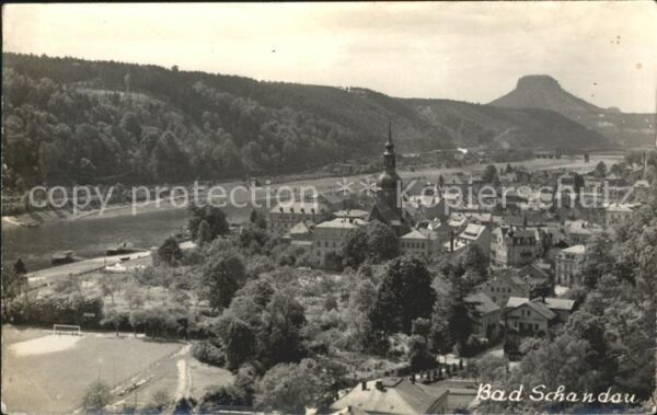 Bad Schandau Ortsansicht mit Kirche Elbsandsteingebi