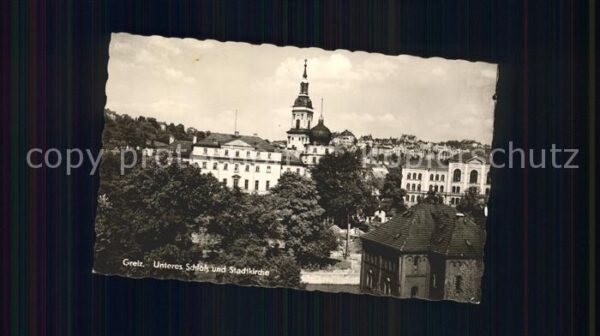 Greiz Thueringen Unteres Schloss und Stadtkirche
