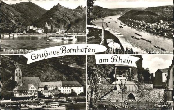 Bornhofen Kamp Rhein Dampfer Blick auf Bad Salzig Kirc