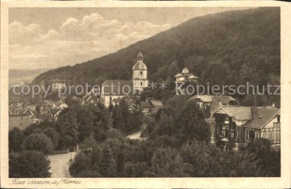 Bad Sooden-Allendorf Ortsansicht mit Kirche Kupfertiefdruck