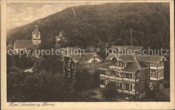 Bad Sooden-Allendorf Ortsansicht mit Kirche Kupfertiefdruck