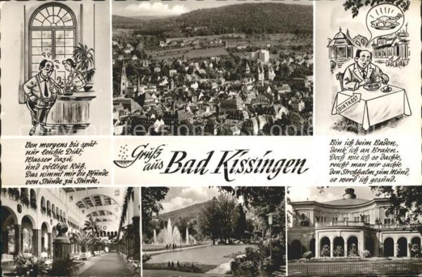 Bad Kissingen Kurstadt Kurhaus Park Diätkost Karikatu
