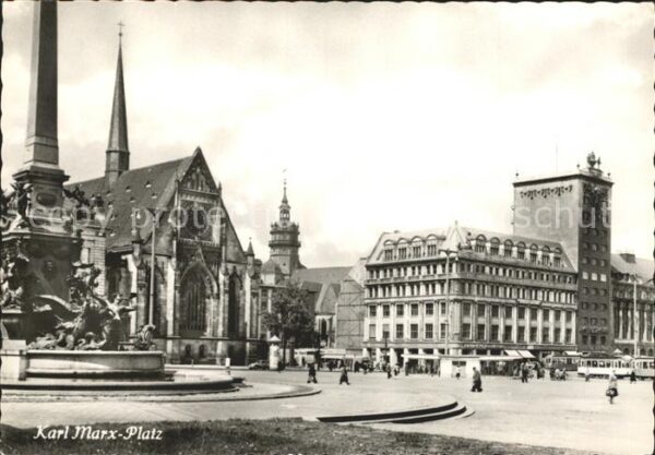 Leipzig Karl Marx Platz Brunnen Kirche Messesta