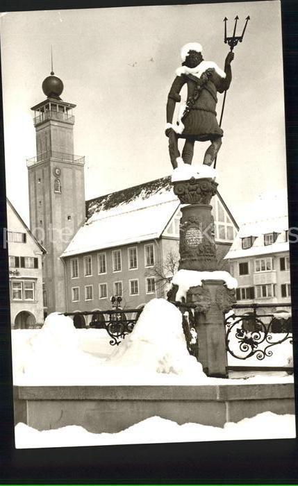Freudenstadt Neptunbrunnen mit Rathaus