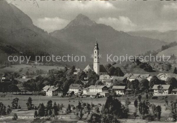 Pfronten Ortsansicht mit Kirche Sorgschrofen All