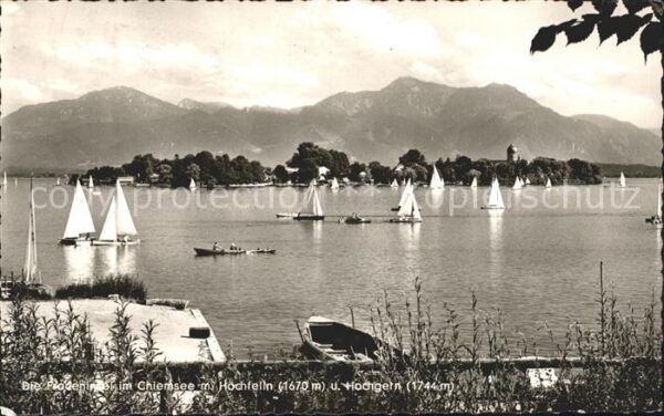 Fraueninsel Chiemsee mit Hochfelln und Hochgern Chiemgauer A