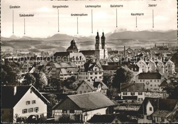 Kempten Allgaeu Ortsansicht mit Kirche Allgäuer Alpen