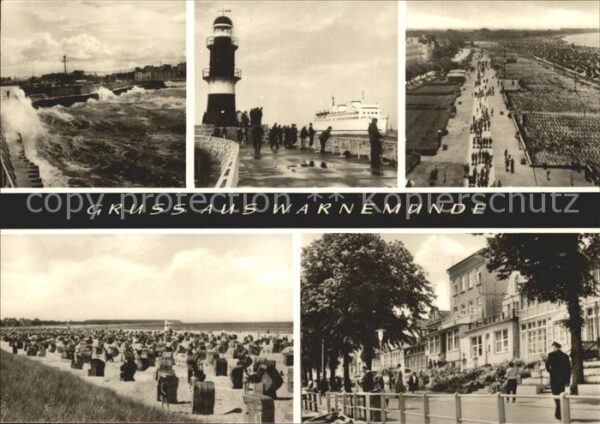 Warnemuende Ostseebad Brandung Leuchtturm Fähre Strand Promen