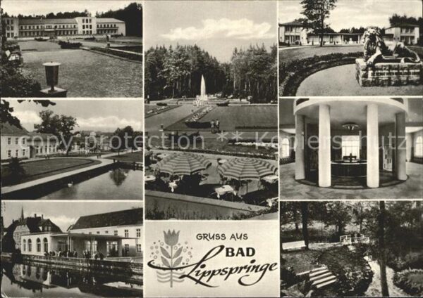 Bad Lippspringe Kurhaus Park Springbrunnen Löwenskulptu