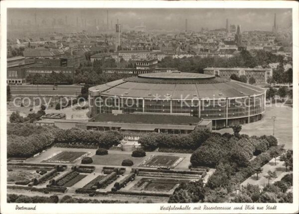 Dortmund Westfalenhalle Rosenterrasse Blick zur