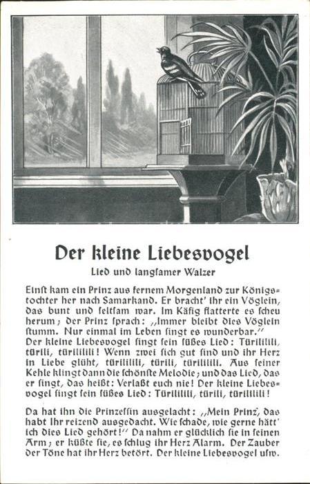 Liederkarte Der kleine Liebesvogel Walzer