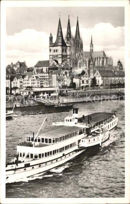 Dampfer Seitenrad Köln am Rhein Dom St.-Martins-Kirche Rh