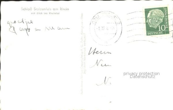 Foto Zeitz F.G. Nr. 3330 Schloss Stolzenfels Rheintal – Bild 2