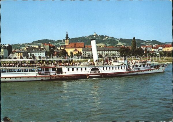 Dampfer Seitenrad Budapest Linz an der Donau Urfahr