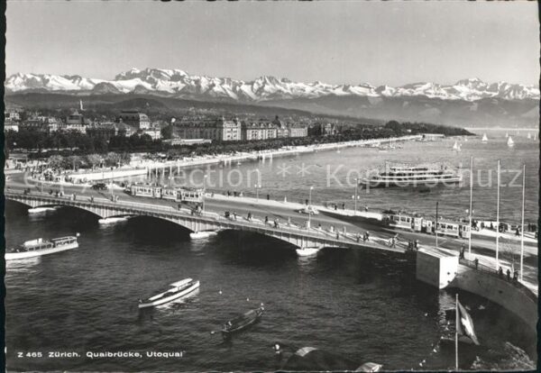 Strassenbahn Motorschiff Zürich Quaibrücke Utoquai